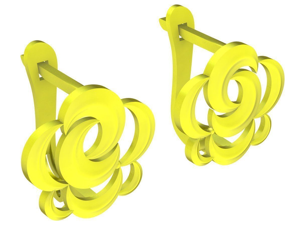 5976 art flower earrings 3D print model_4