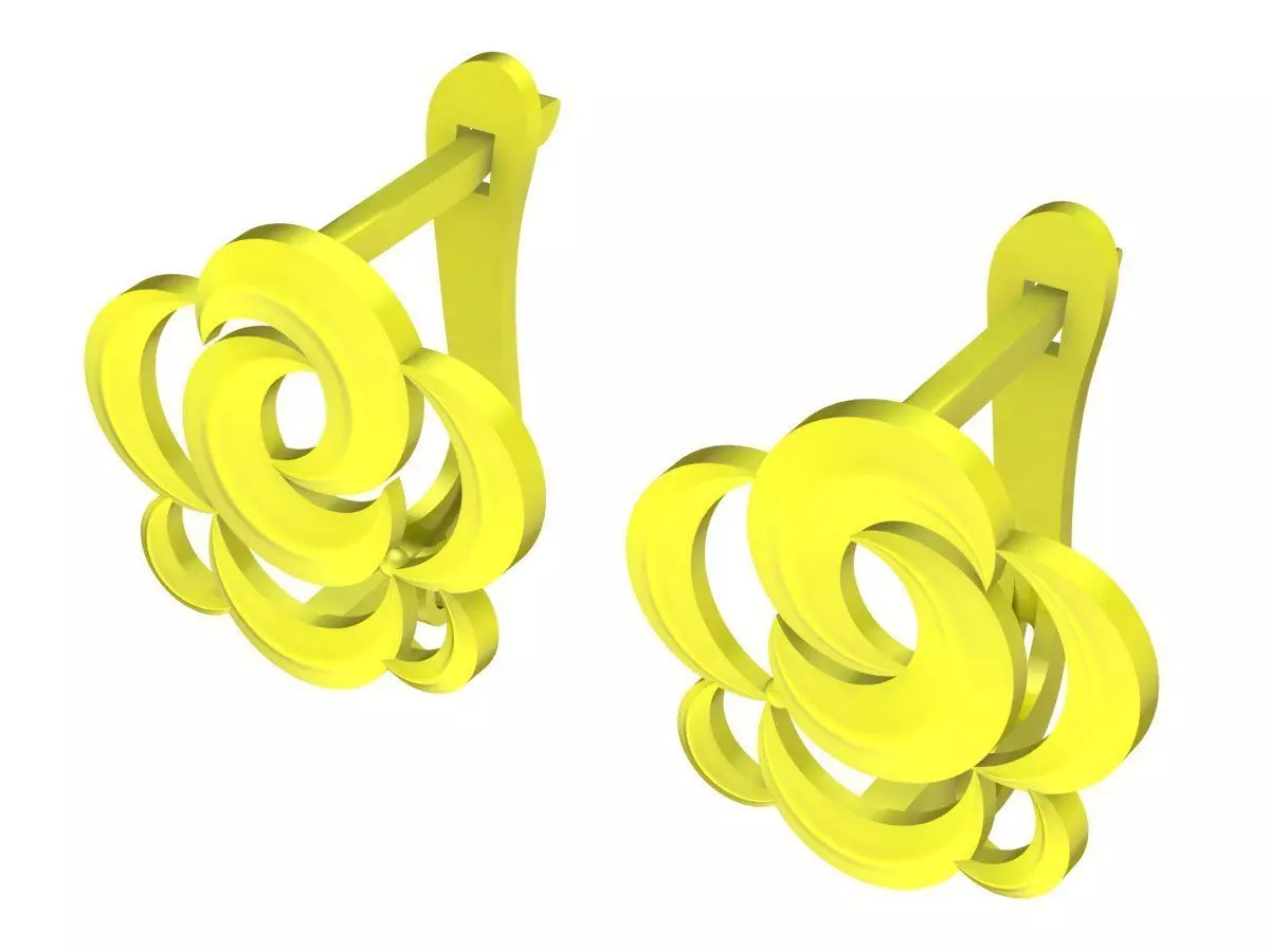 Elegant Flower Lever Back Earrings 3D Jewelry Model 5976 3D print model
