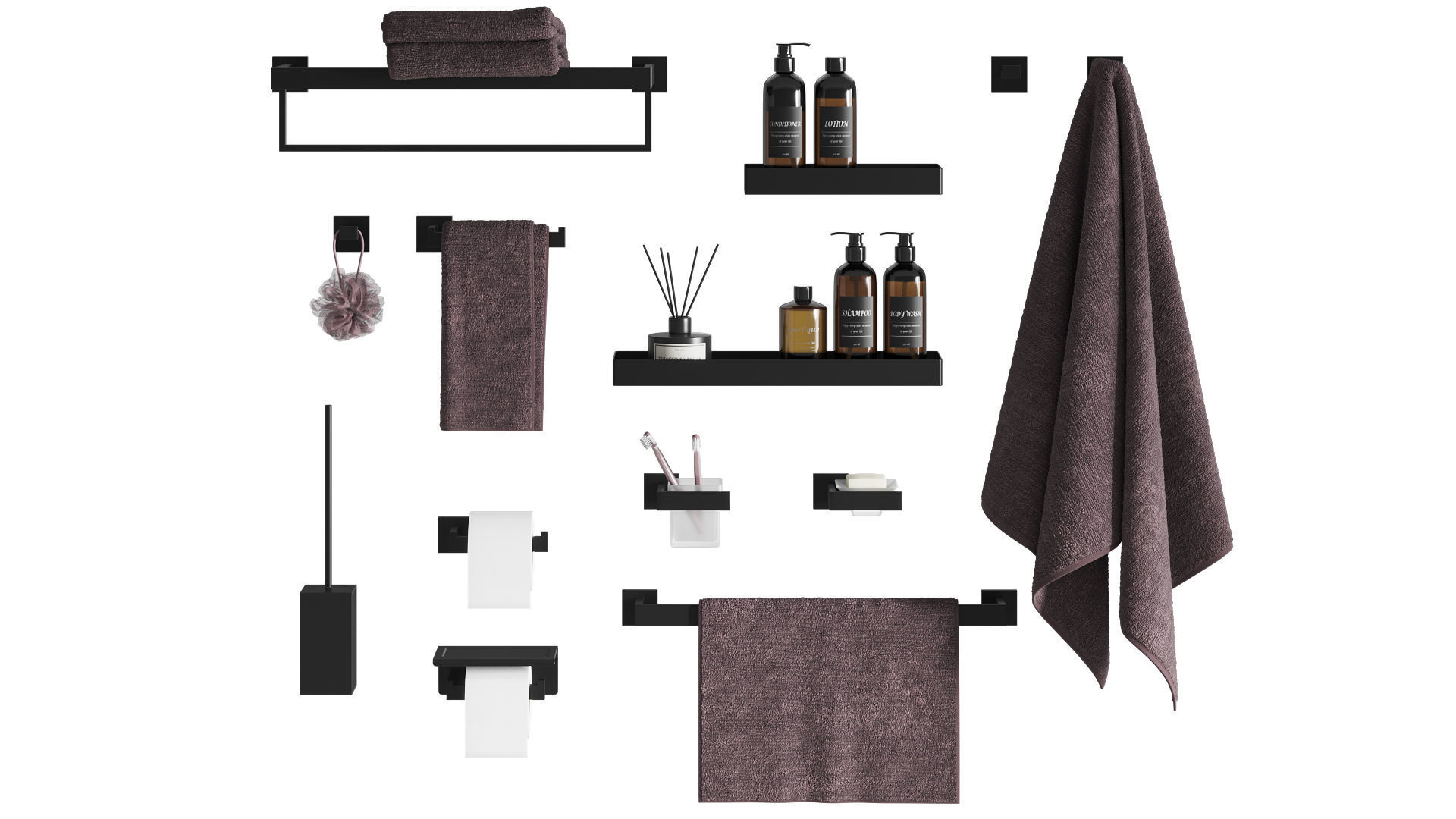 Bathroom Accessories set 3D model_1