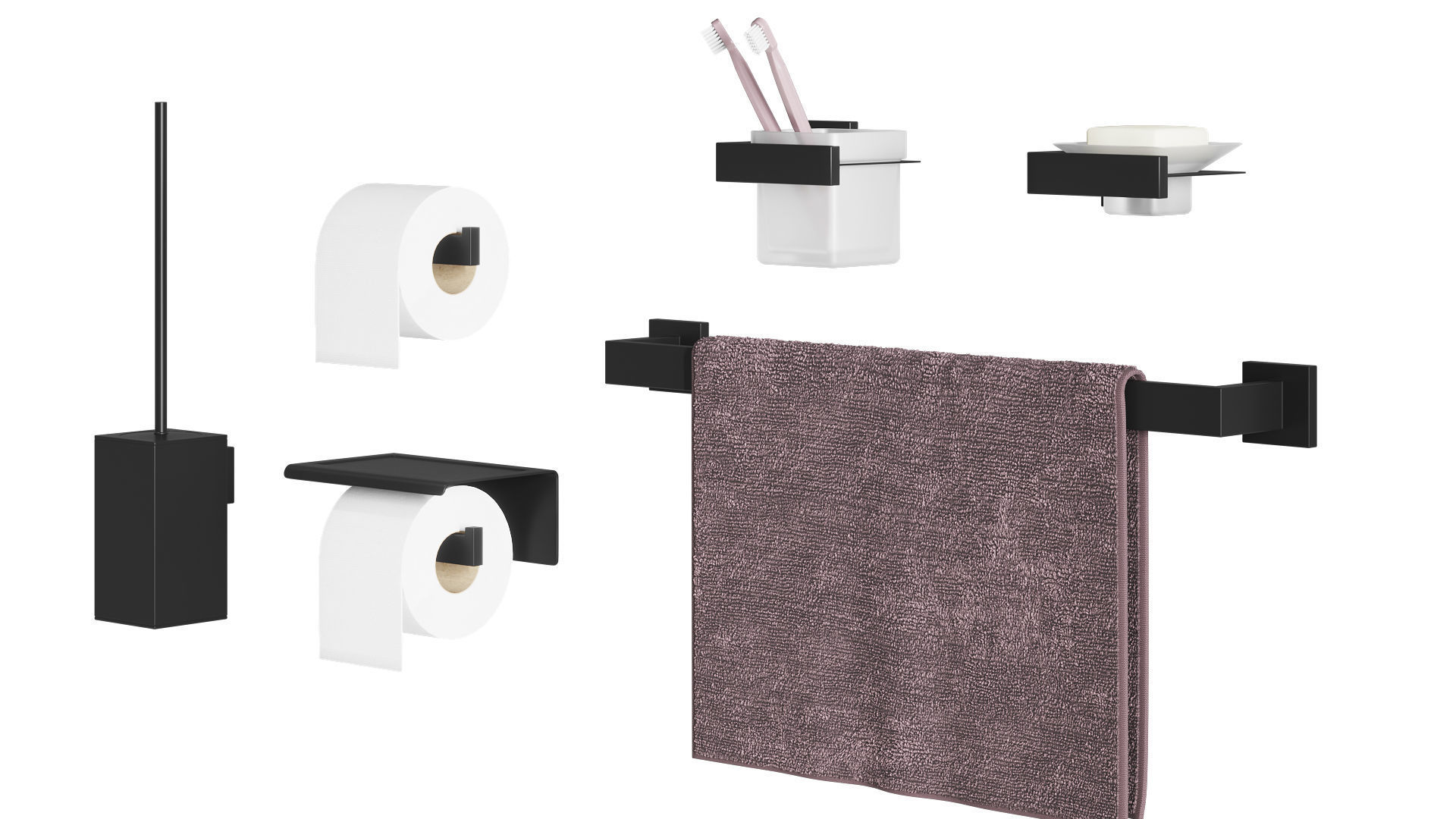 Bathroom Accessories set 3D model_3