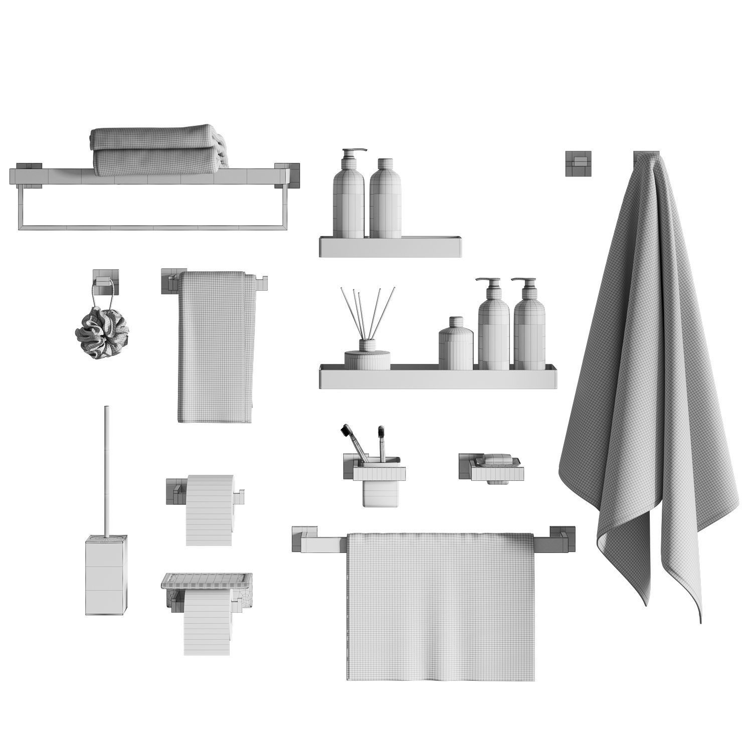 Bathroom Accessories set 3D model_6