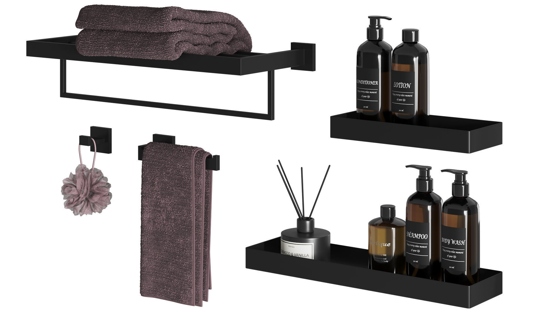 Bathroom Accessories set 3D model_2