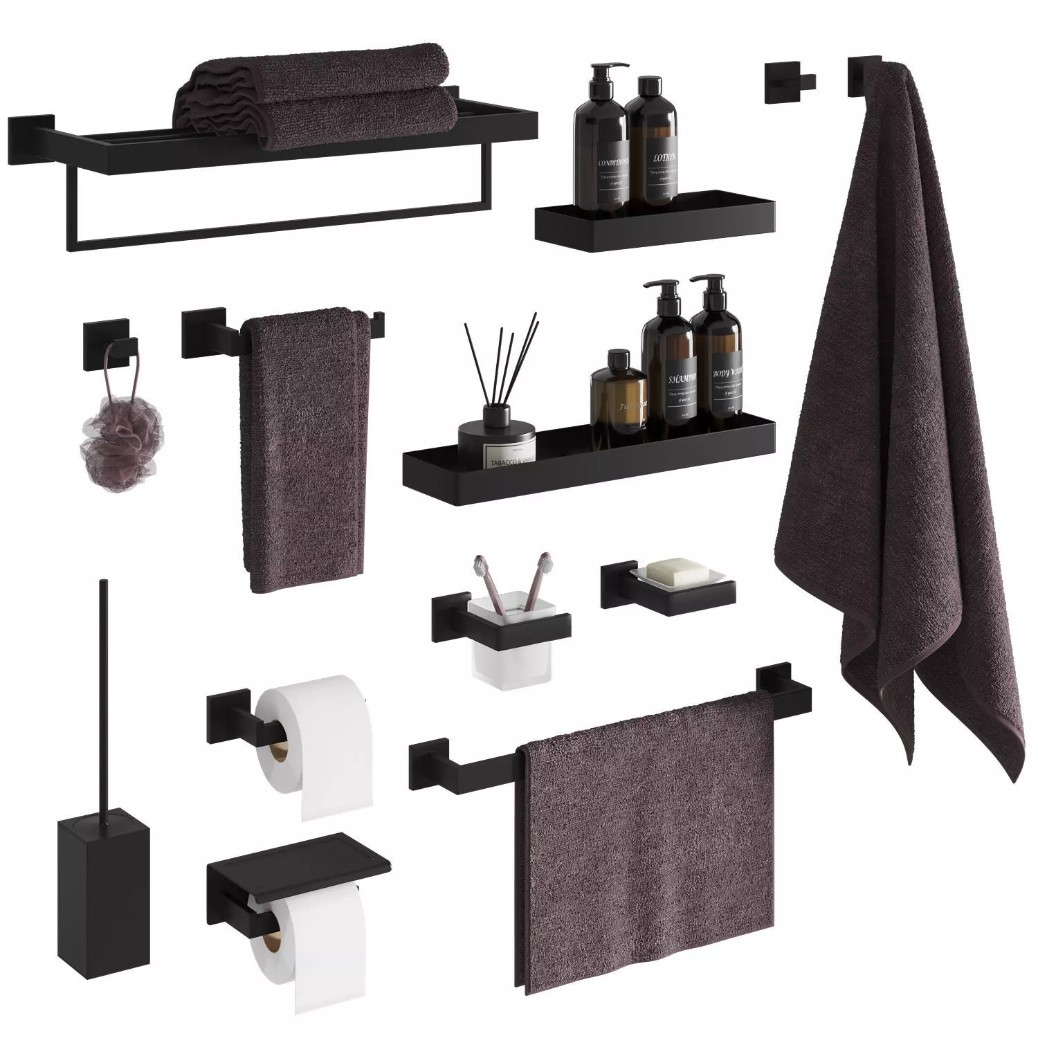 Bathroom Accessories set 3D model_0