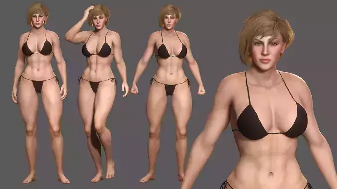 Amber- AAA Muscular Realistic Female Character Low-poly 3D model