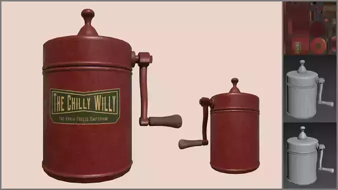 Basic Vintage IceCream Maker Low-poly 3D model