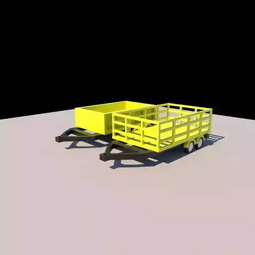 low poly tractor trolley Low-poly 3D model