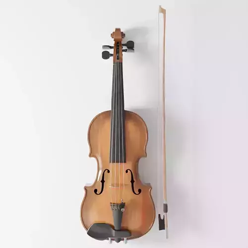 Violin and bow 3D model