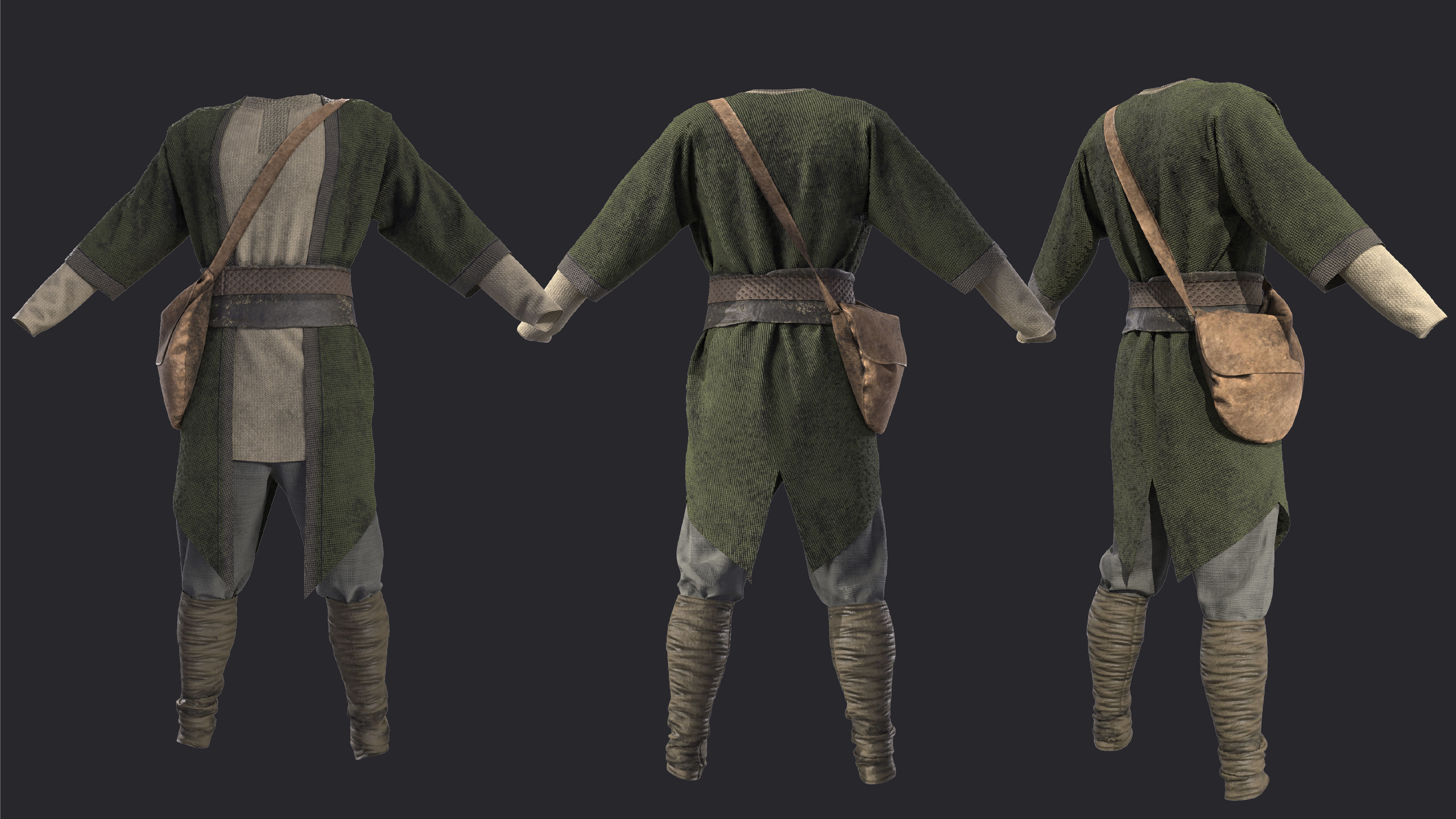 3D medieval outfits farmer character clothing 3D model_8