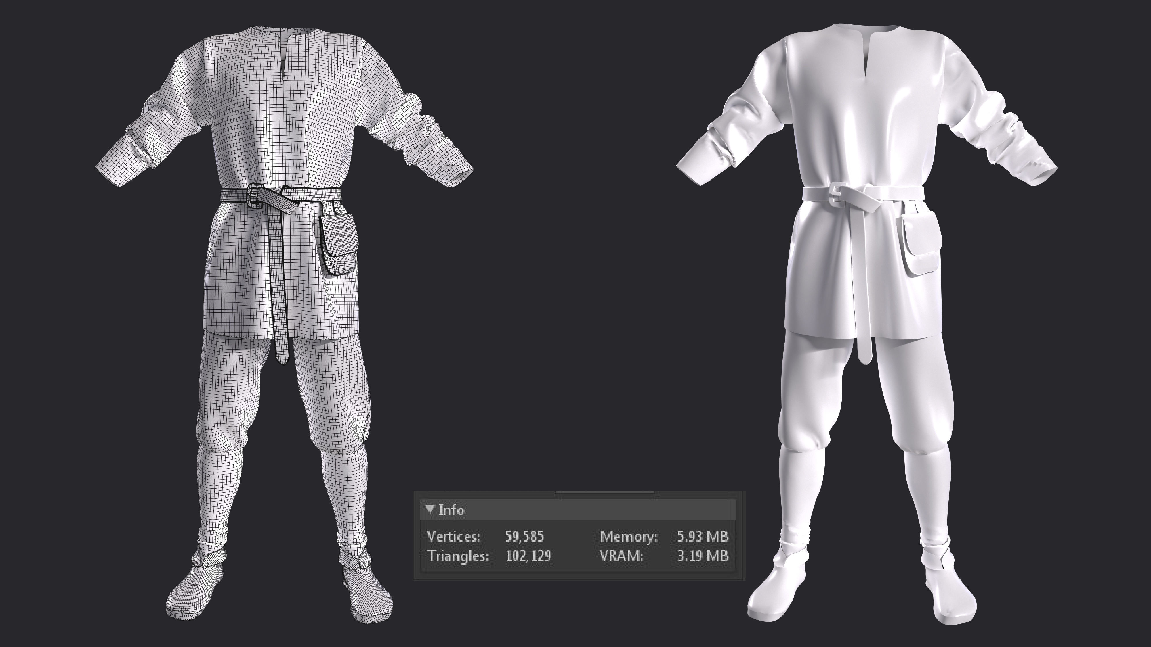 3D medieval outfits farmer character clothing 3D model_5