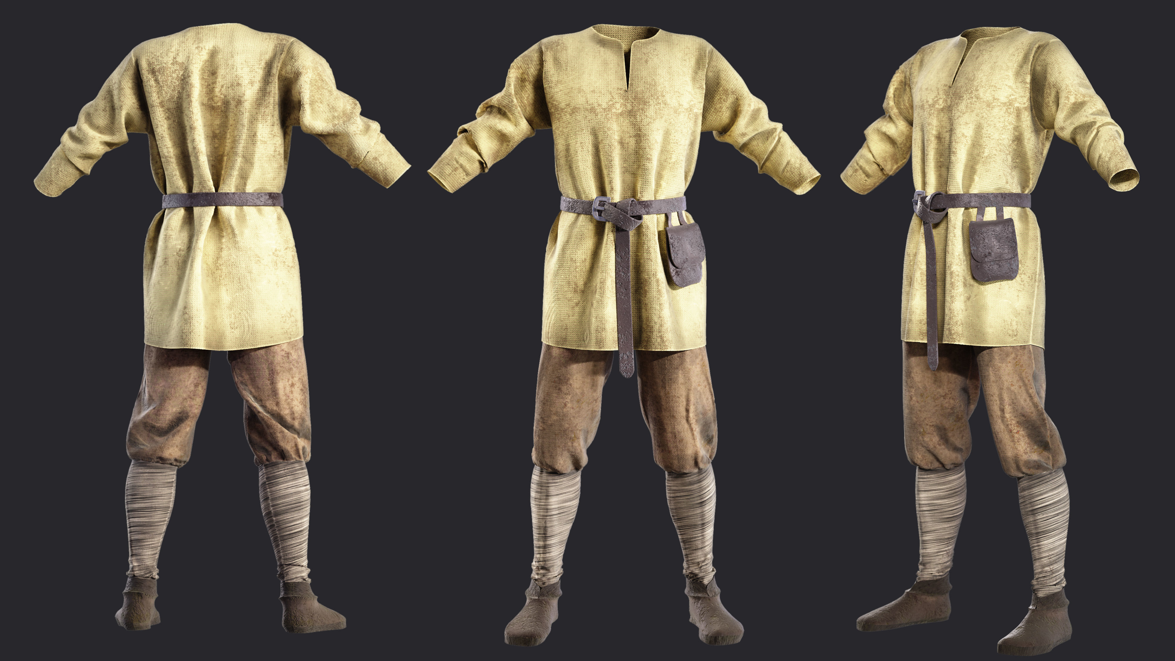 3D medieval outfits farmer character clothing 3D model_4