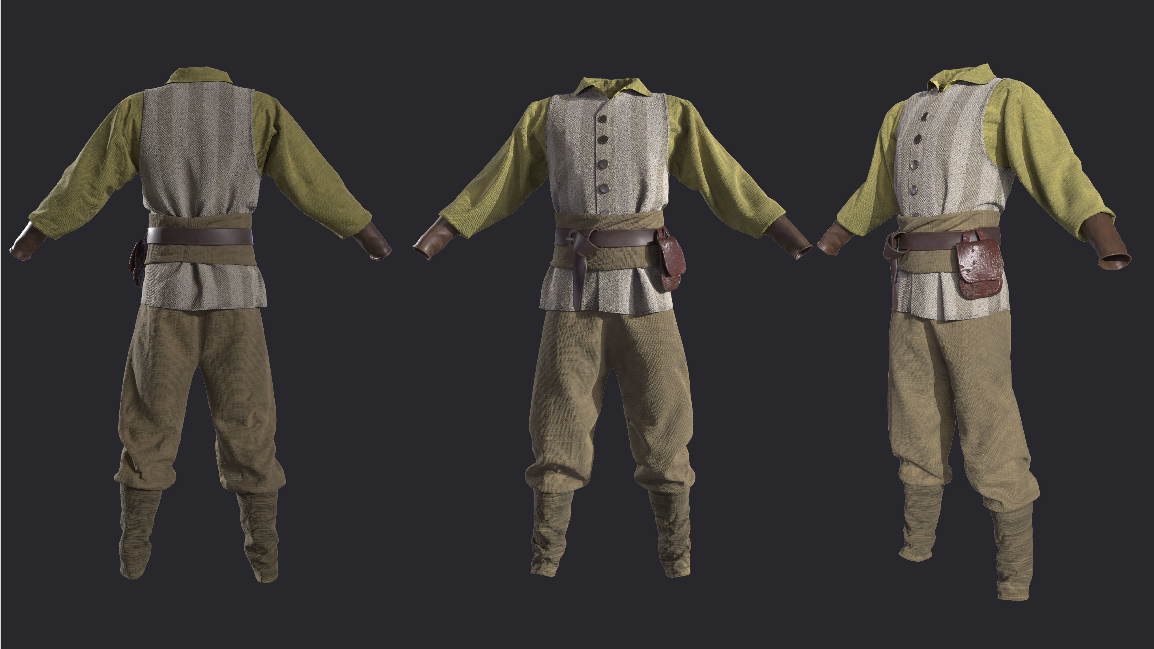 3D medieval outfits farmer character clothing 3D model_6