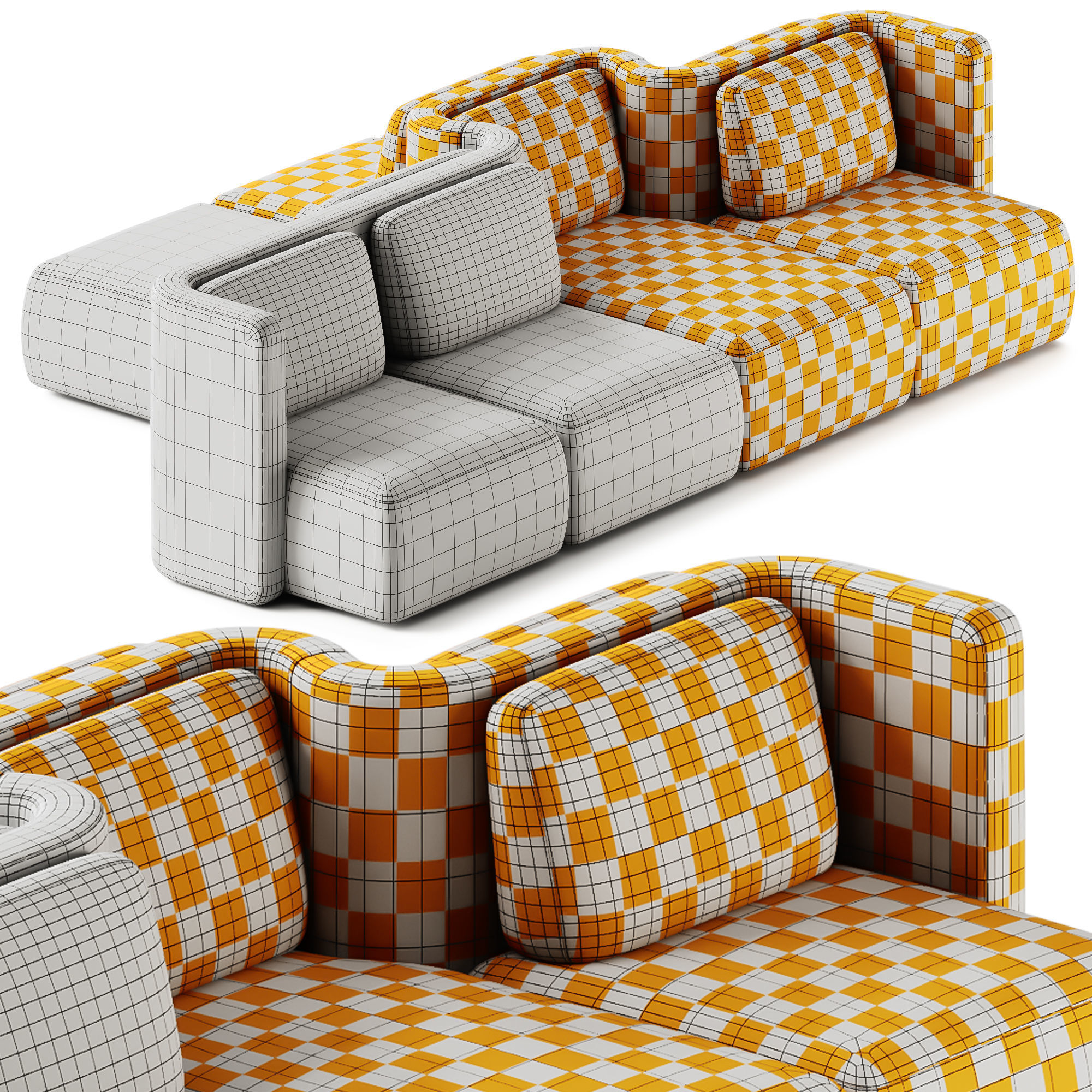 GALA Modular fabric sofa Composition 4 by Saba Italia 3D model_5