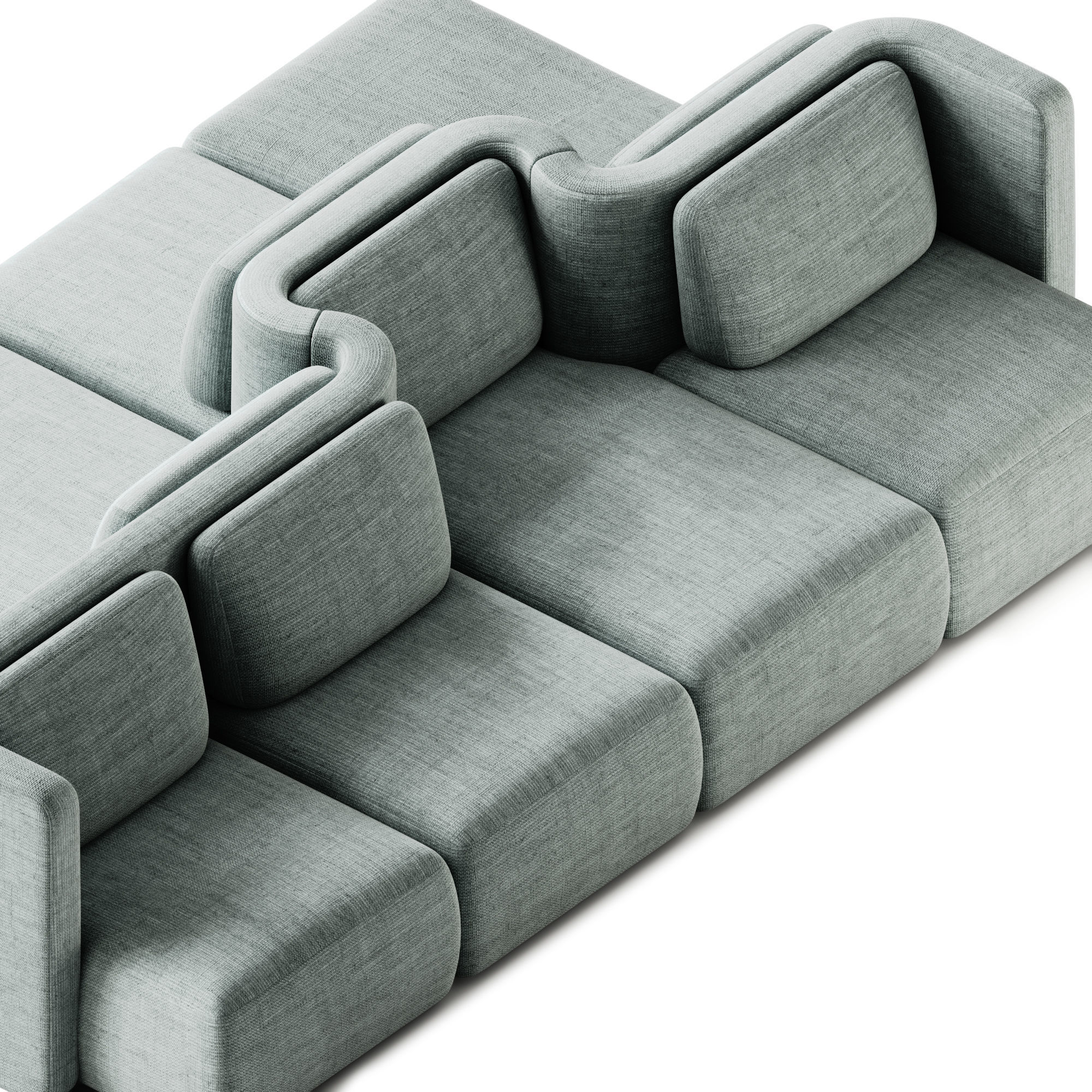 GALA Modular fabric sofa Composition 4 by Saba Italia 3D model_1