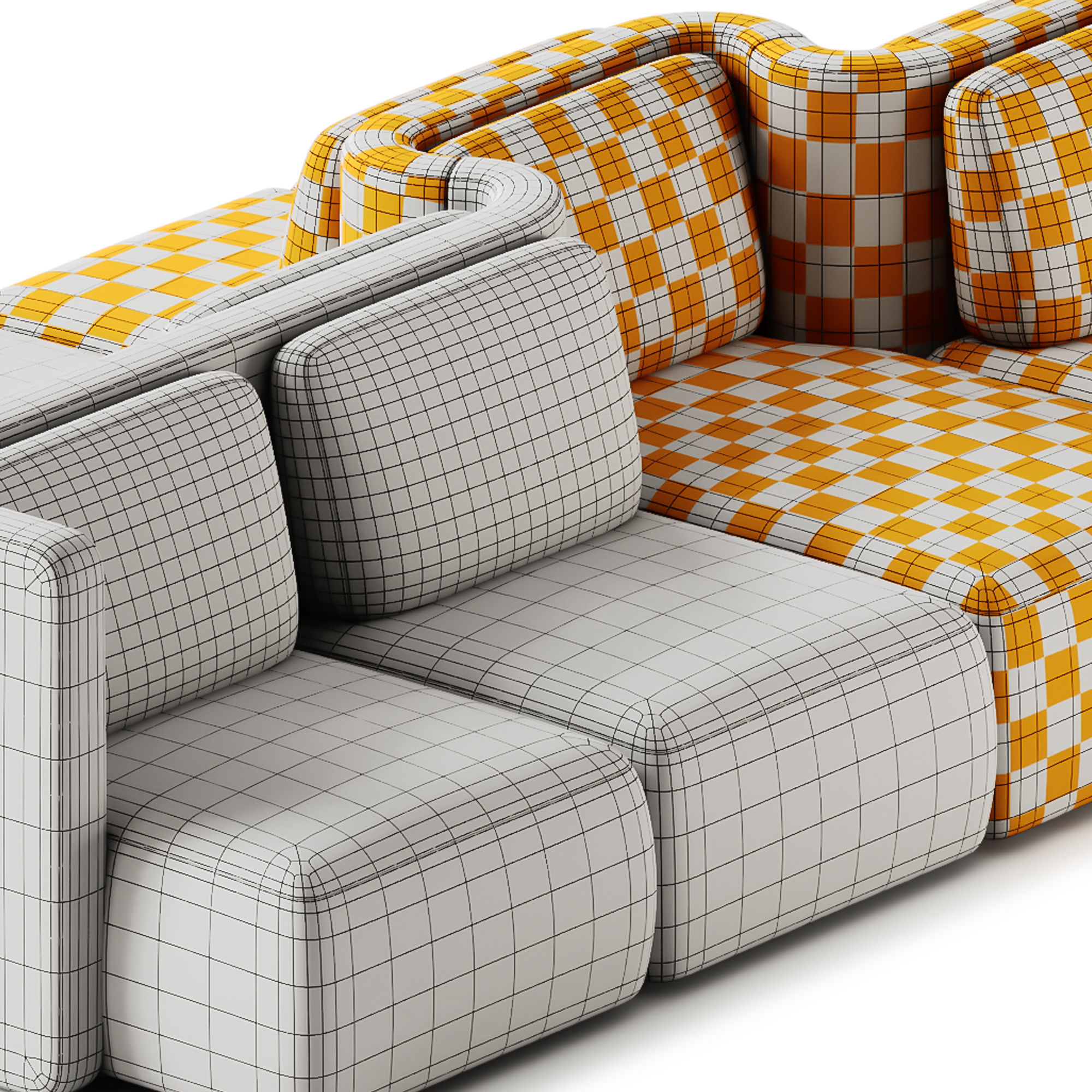 GALA Modular fabric sofa Composition 4 by Saba Italia 3D model_6