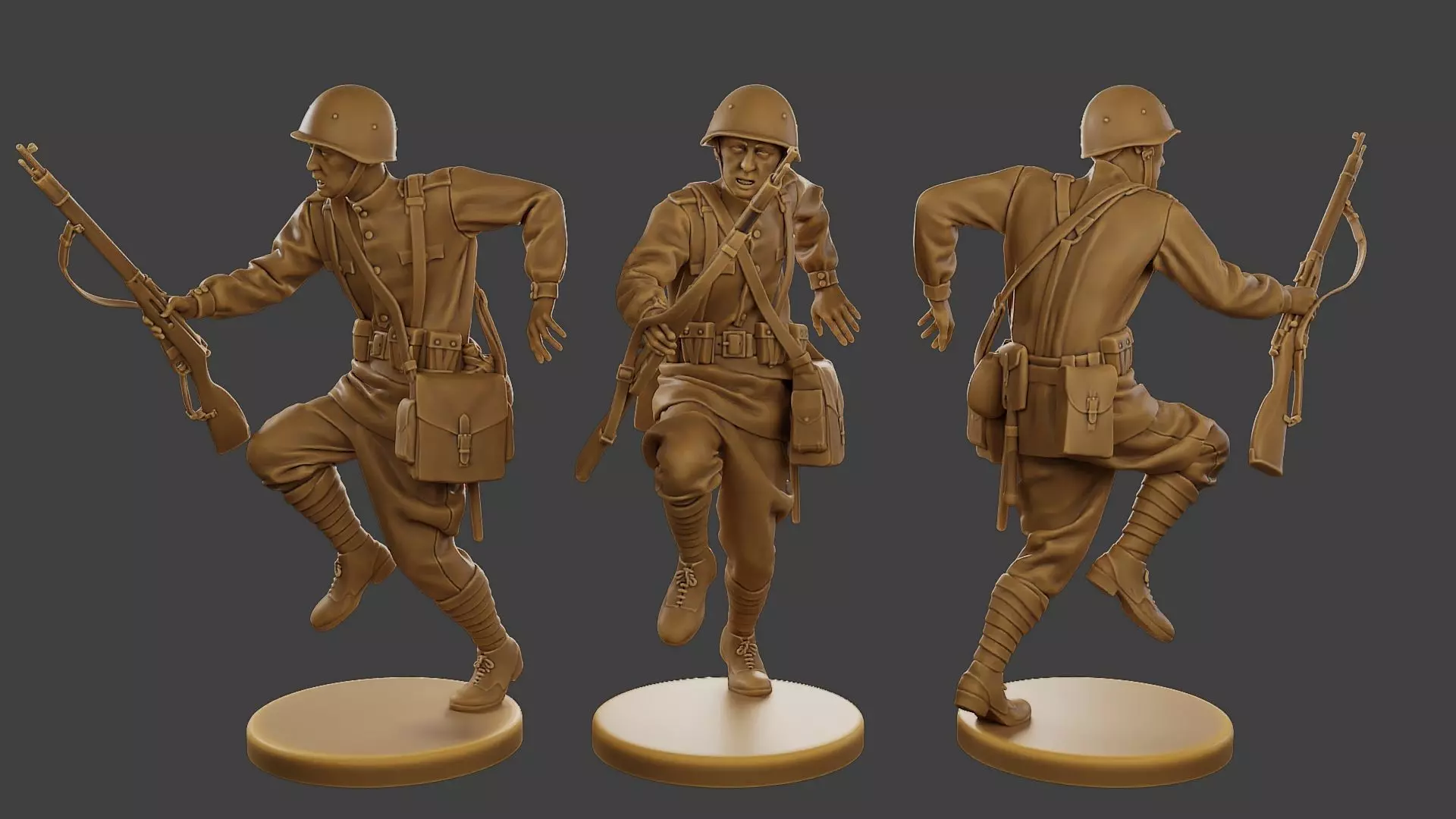Russian soldier ww2 R3 001 3D print model_0