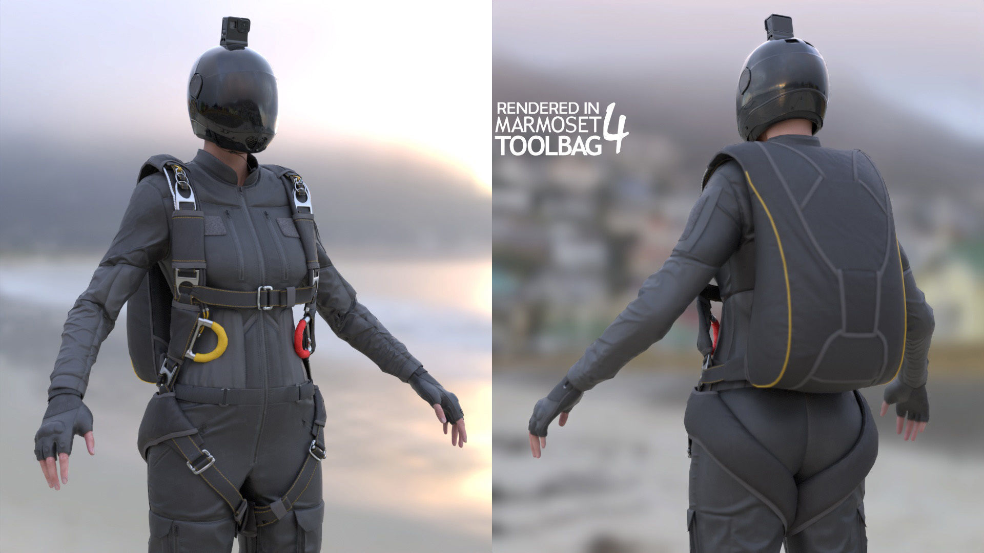 Mens and Womens Skydiving Uniforms - Modular - Rigged 3D Model Collection_20