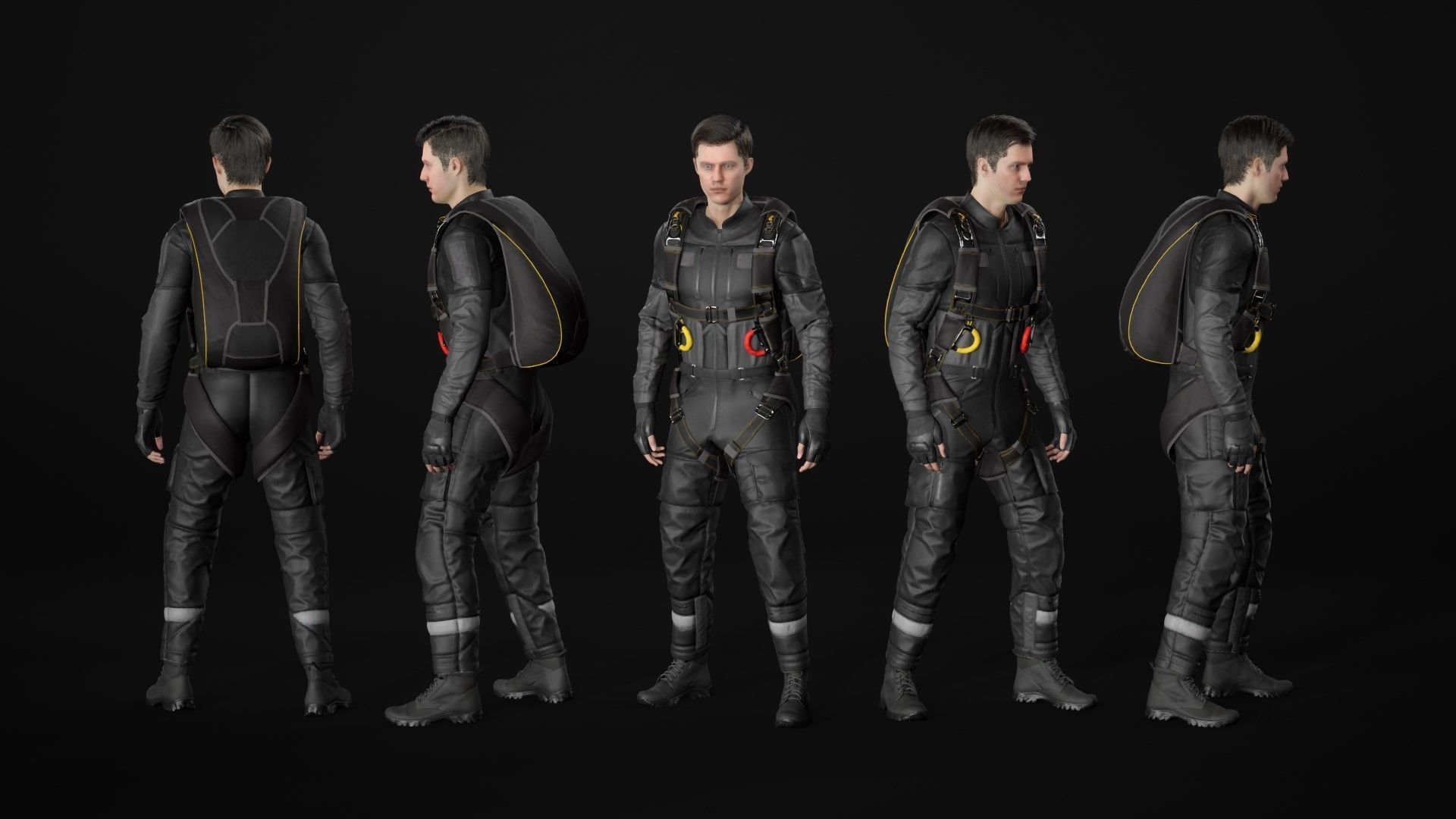 Mens and Womens Skydiving Uniforms - Modular - Rigged 3D Model Collection_26