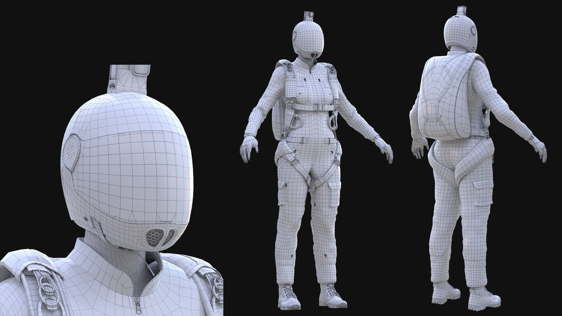 Mens and Womens Skydiving Uniforms - Modular - Rigged 3D Model Collection_22
