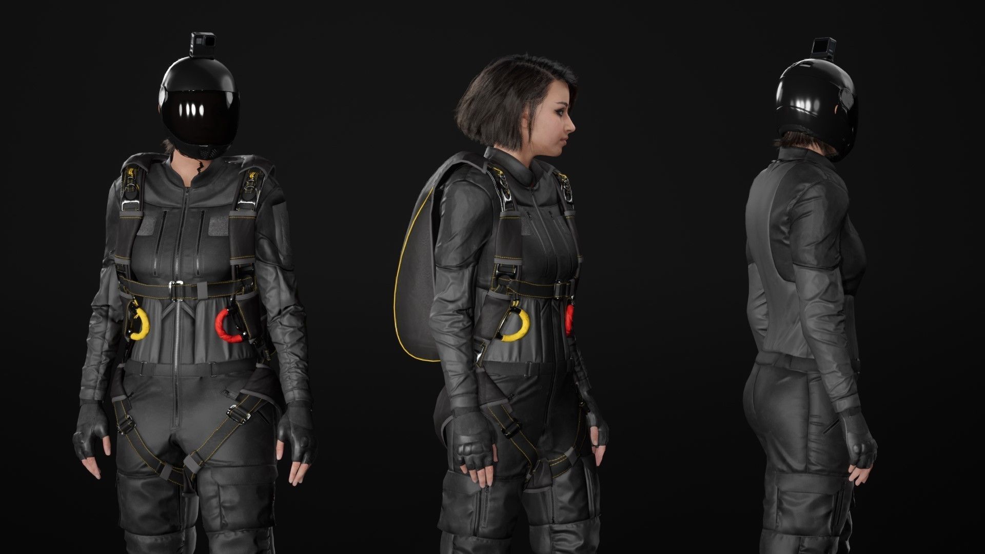 Mens and Womens Skydiving Uniforms - Modular - Rigged 3D Model Collection_32