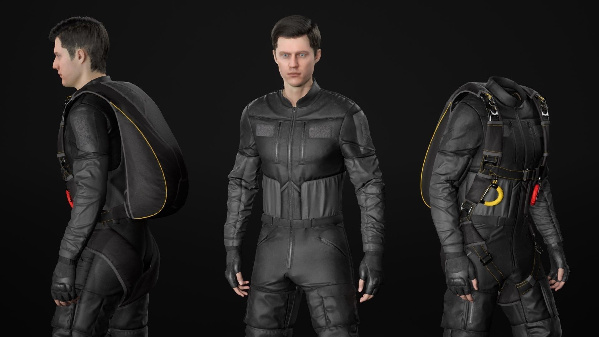 Mens and Womens Skydiving Uniforms - Modular - Rigged 3D Model Collection_31