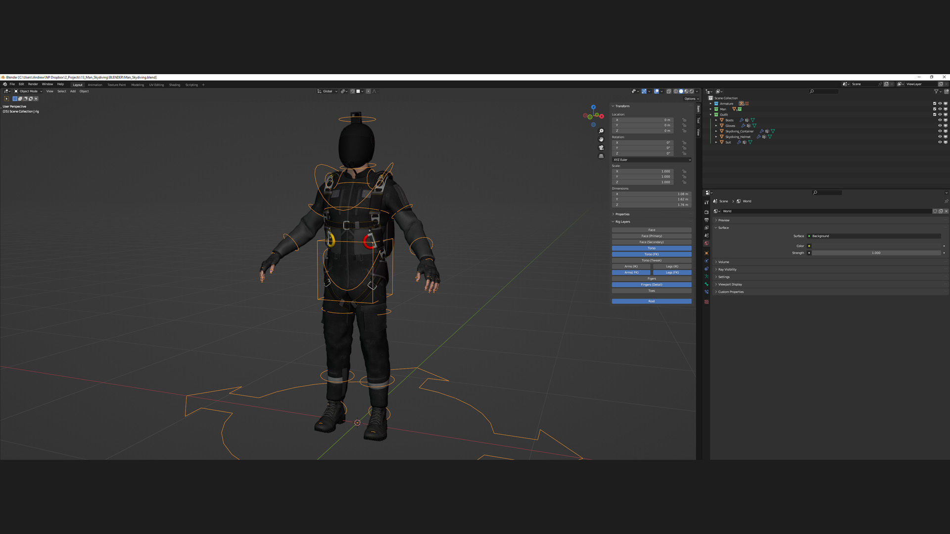Mens and Womens Skydiving Uniforms - Modular - Rigged 3D Model Collection_11