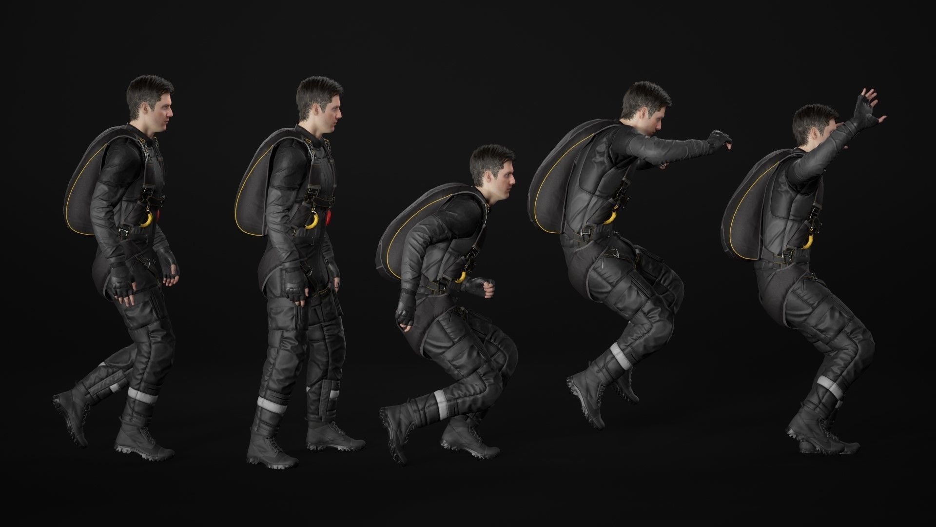 Mens and Womens Skydiving Uniforms - Modular - Rigged 3D Model Collection_29