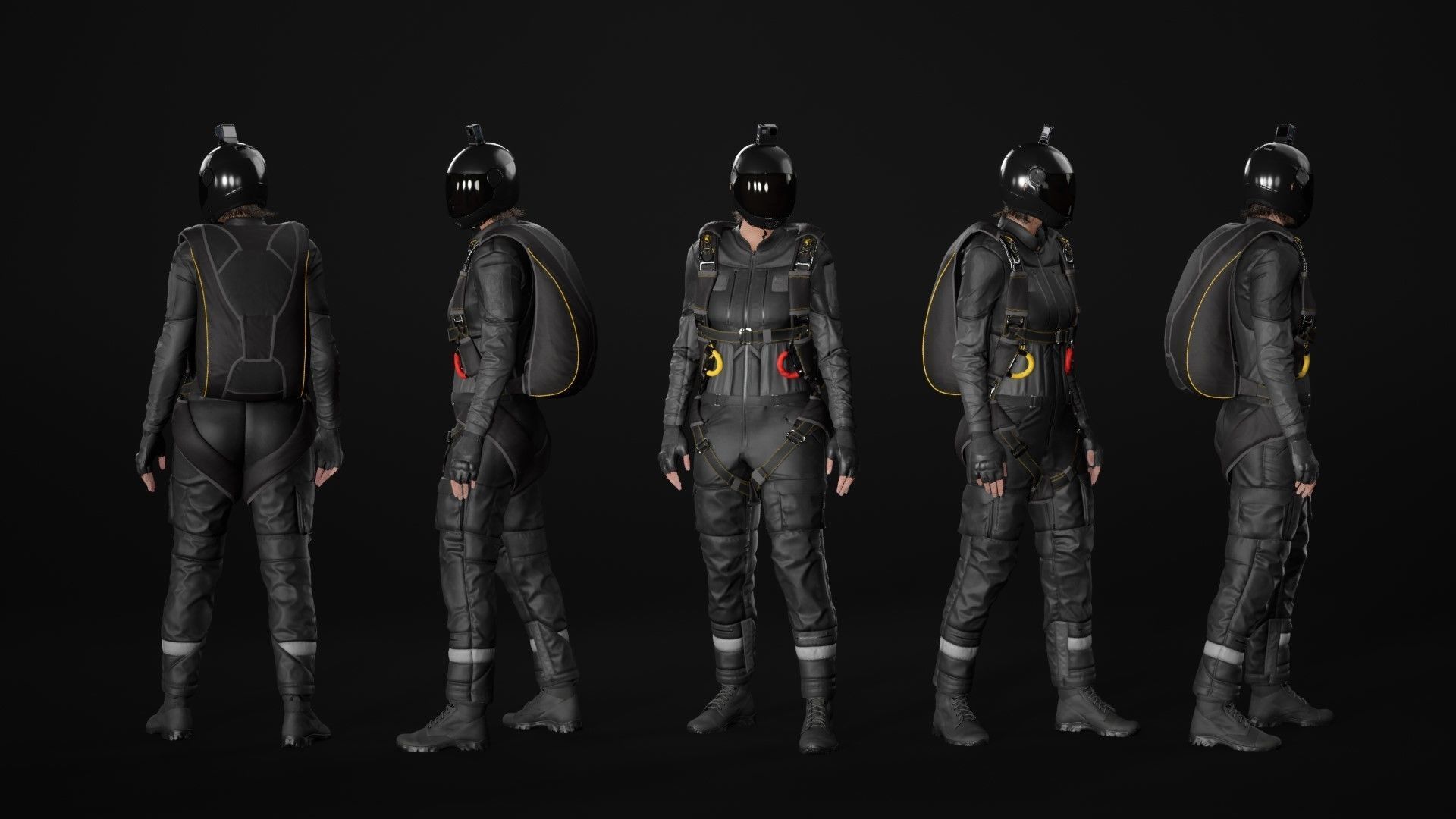Mens and Womens Skydiving Uniforms - Modular - Rigged 3D Model Collection_27