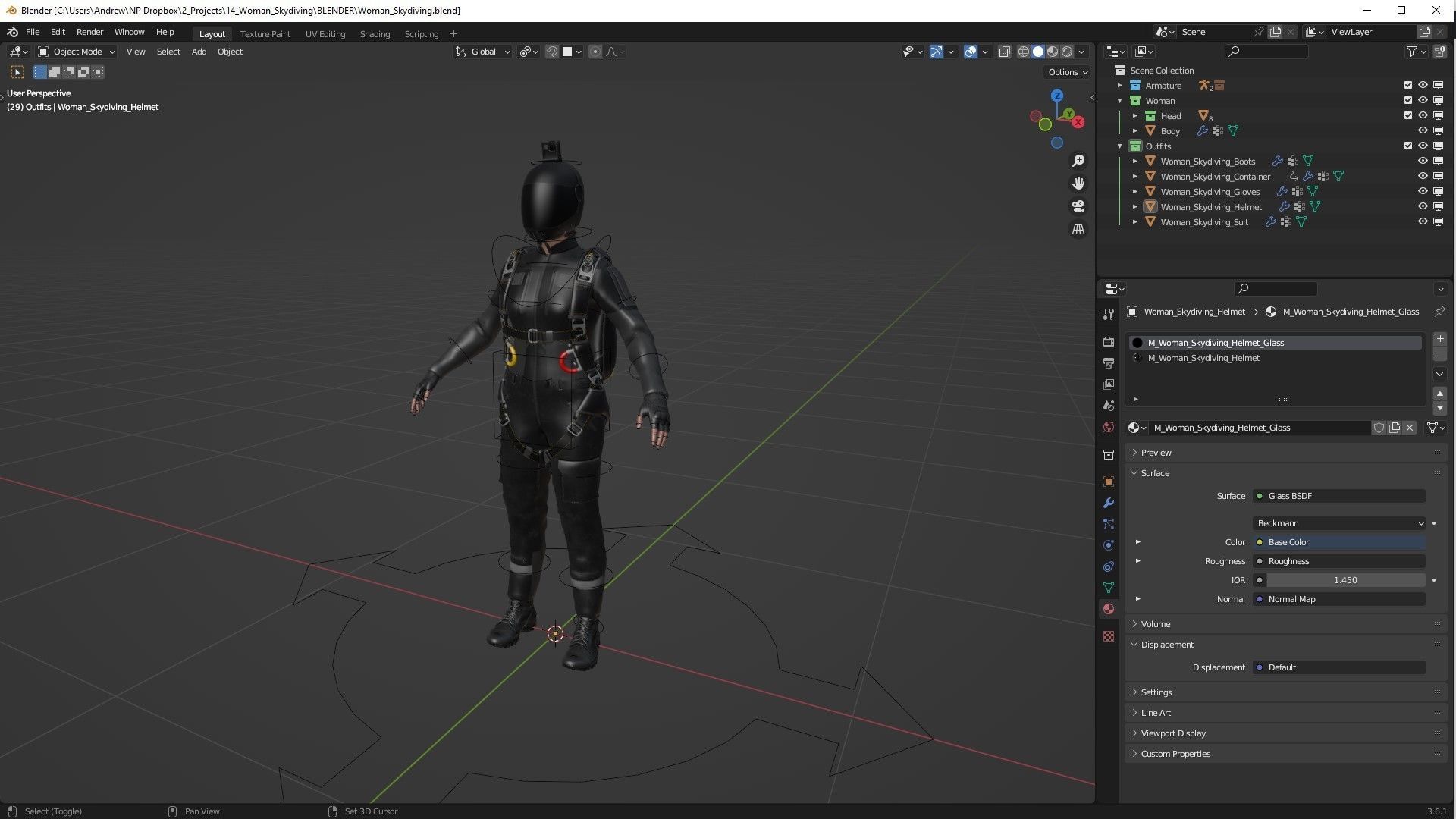Mens and Womens Skydiving Uniforms - Modular - Rigged 3D Model Collection_12