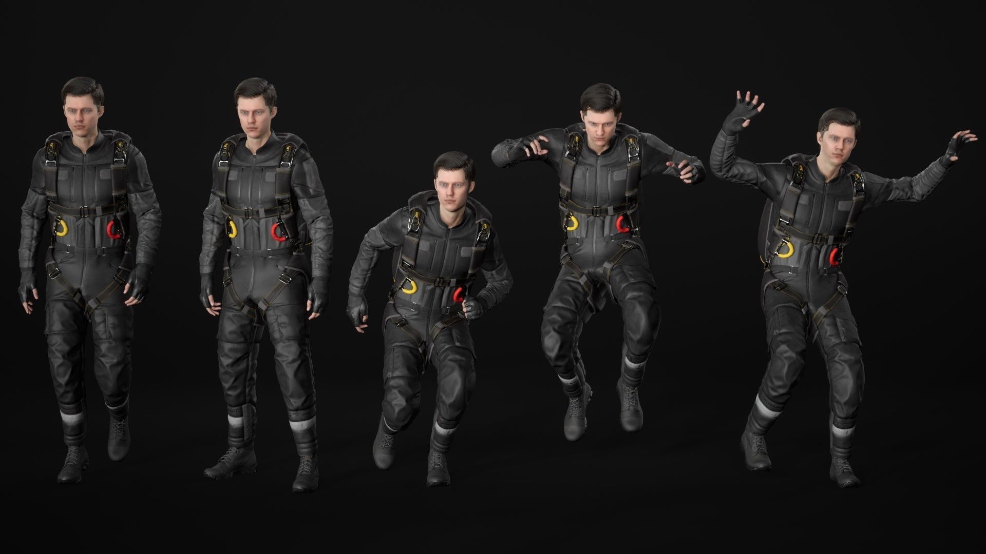 Mens and Womens Skydiving Uniforms - Modular - Rigged 3D Model Collection_23