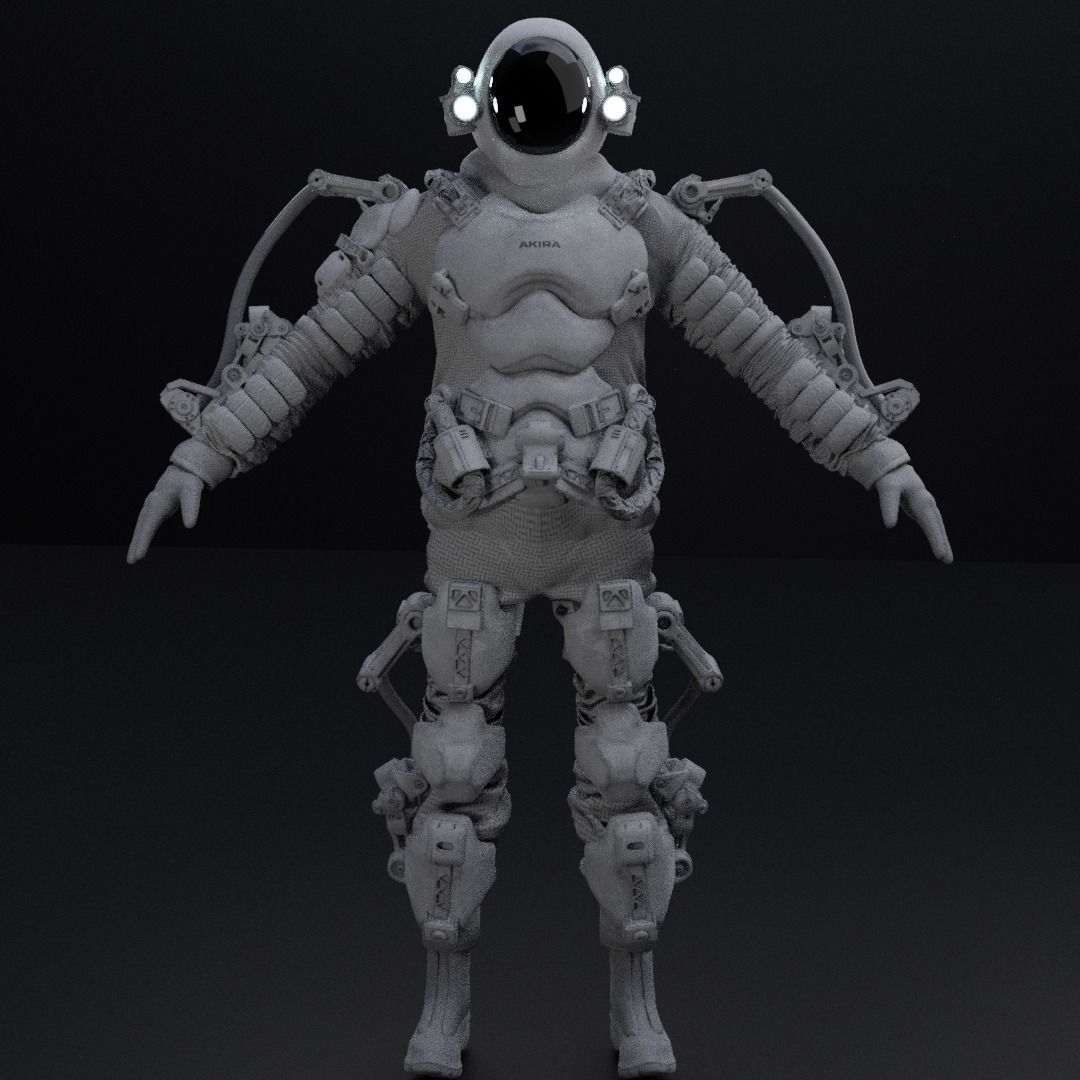 Space suit - Scifi astro ranger 2 Low-poly 3D model_15