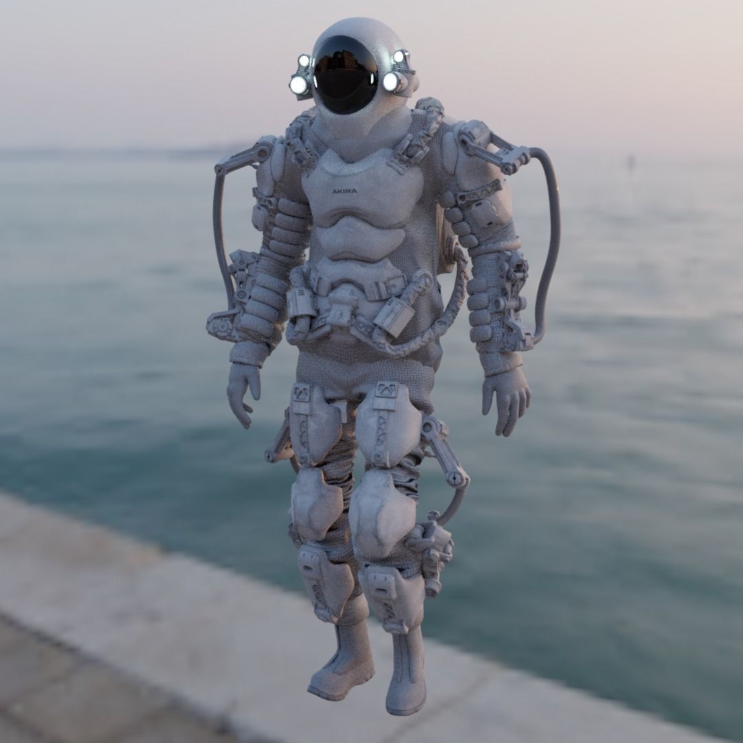Space suit - Scifi astro ranger 2 Low-poly 3D model_6