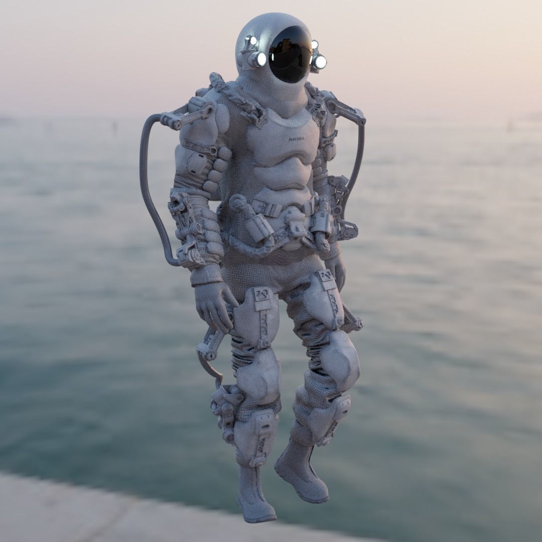 Space suit - Scifi astro ranger 2 Low-poly 3D model_5