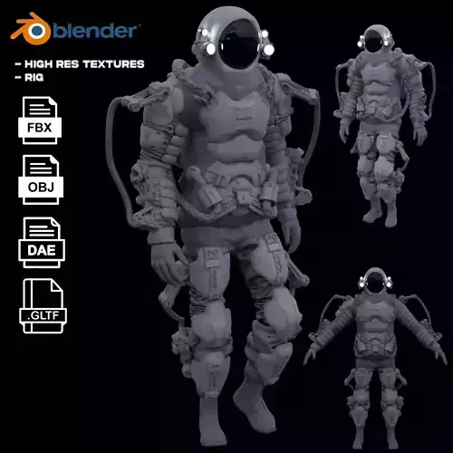Space suit - Scifi astro ranger 2 Low-poly 3D model