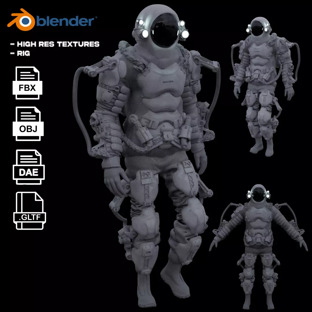 Space suit - Scifi astro ranger 2 Low-poly 3D model_0
