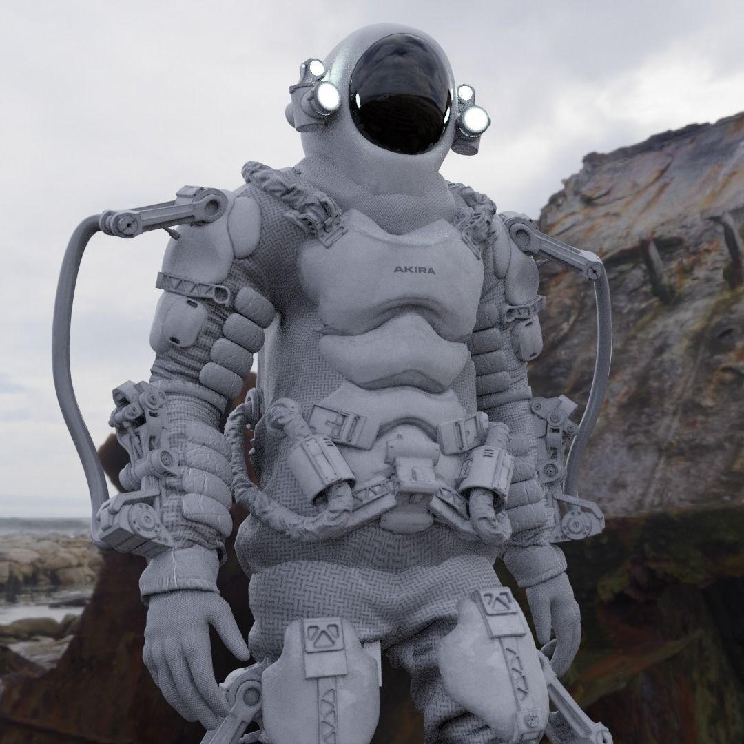 Space suit - Scifi astro ranger 2 Low-poly 3D model_13