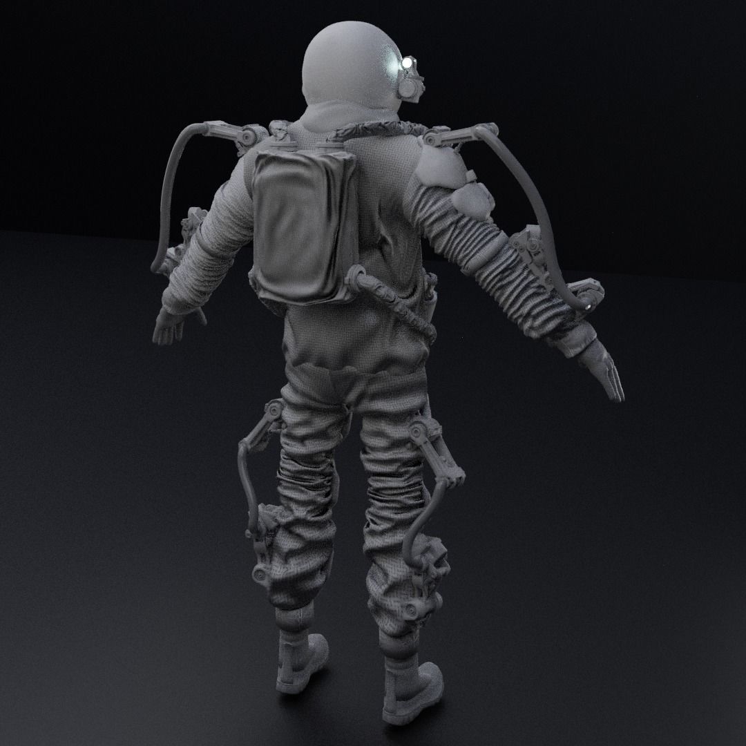Space suit - Scifi astro ranger 2 Low-poly 3D model_16