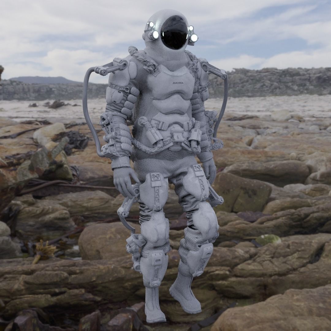 Space suit - Scifi astro ranger 2 Low-poly 3D model_11