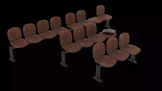 Waiting Room Chairs Abandoned Low-poly 3D model