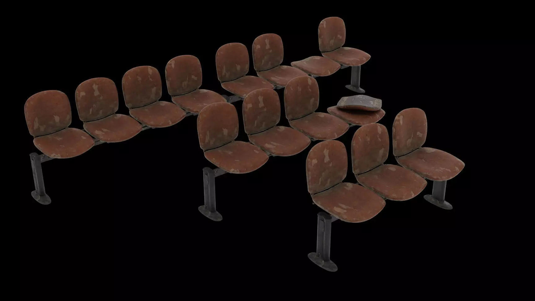 Waiting Room Chairs Abandoned Low-poly 3D model_0