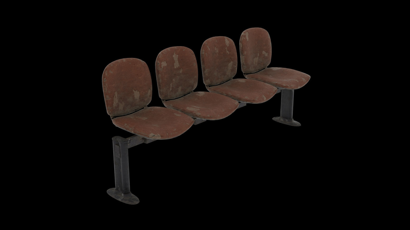 Waiting Room Chairs Abandoned Low-poly 3D model_4