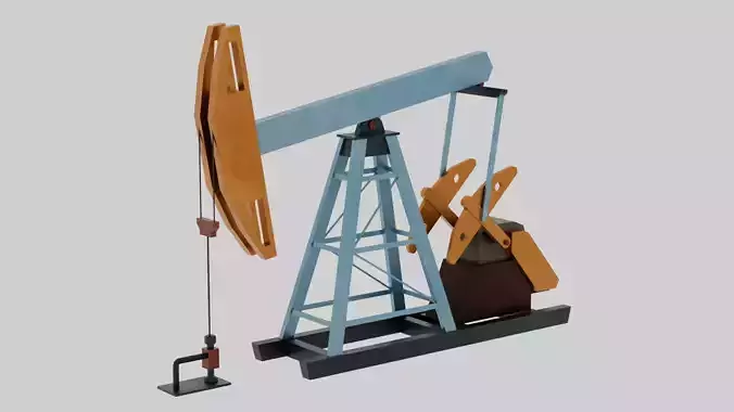 Stylized Oil Drilling Rig Low-poly 3D model