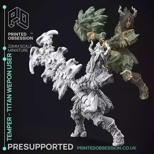 Temper Weapon Fighter - 3D Printable TTRPG - PRESUPPORTED - 32mm 3D print model