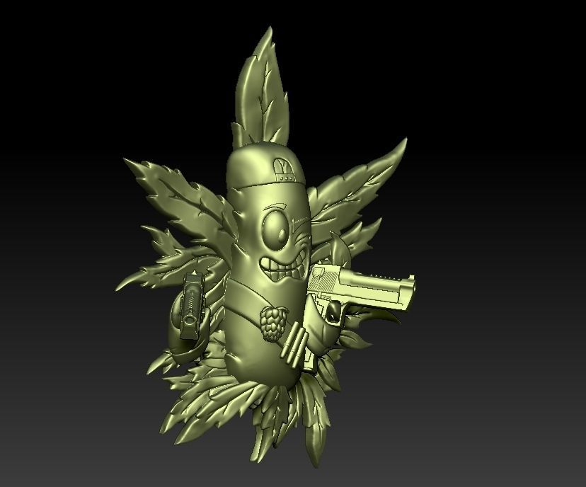 Gun Leaf Pendant 3D print model_2
