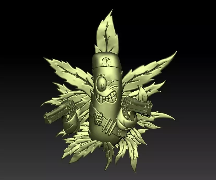 Gun Leaf Pendant 3D print model_0