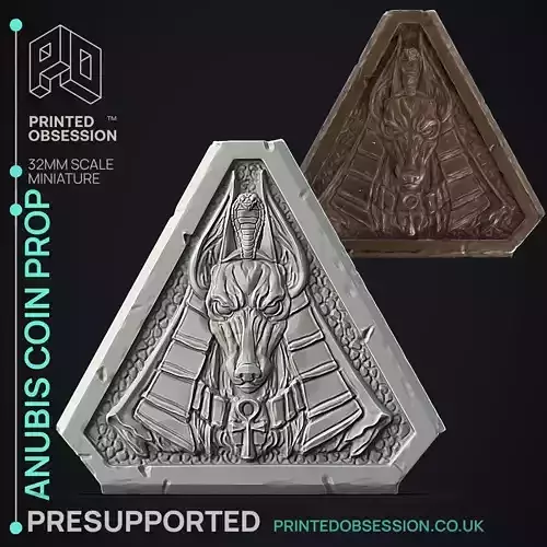 Anubis Coin - 3D Printable TTRPG - PRESUPPORTED - 32mm Scale