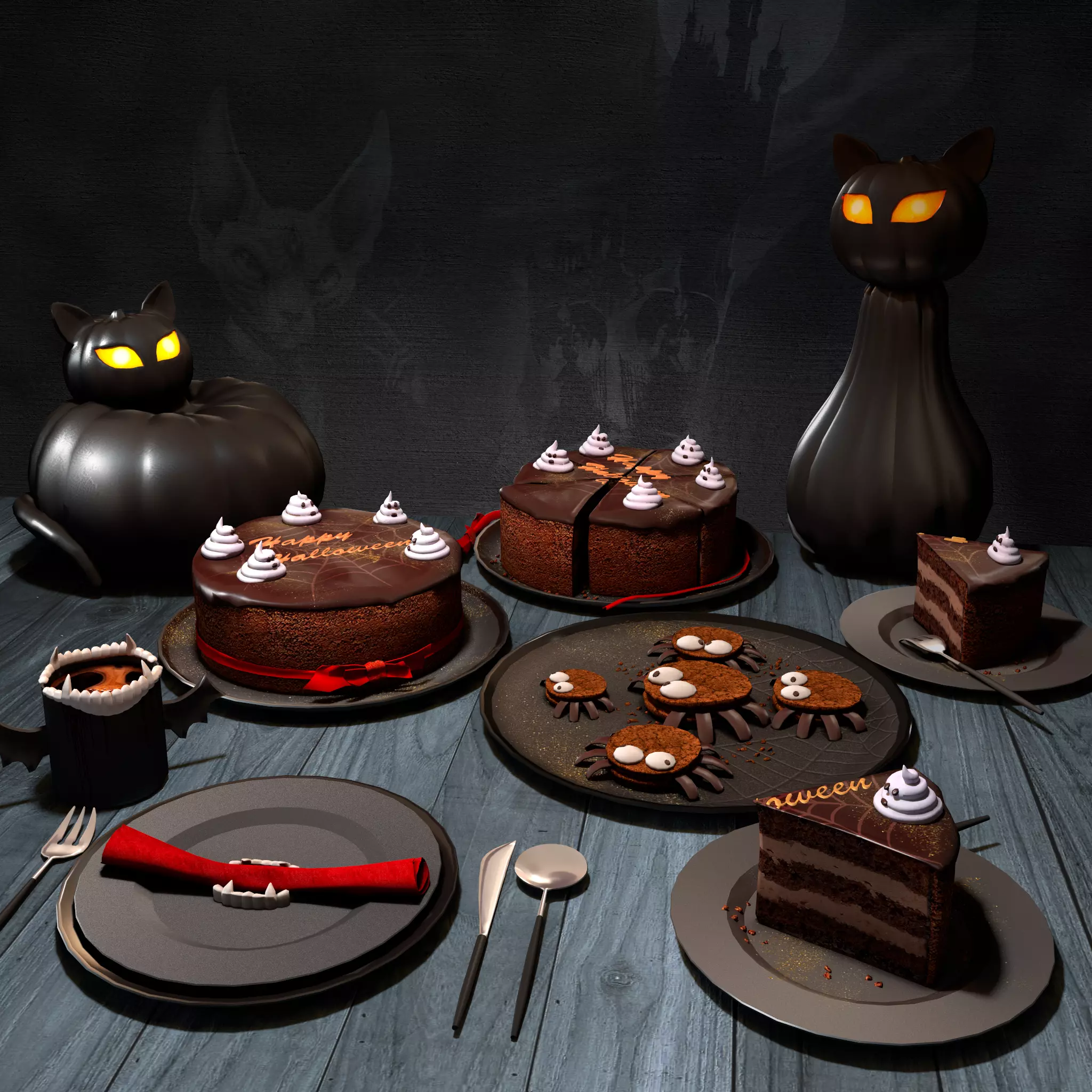 Halloween Sweets Set Low-poly 3D model