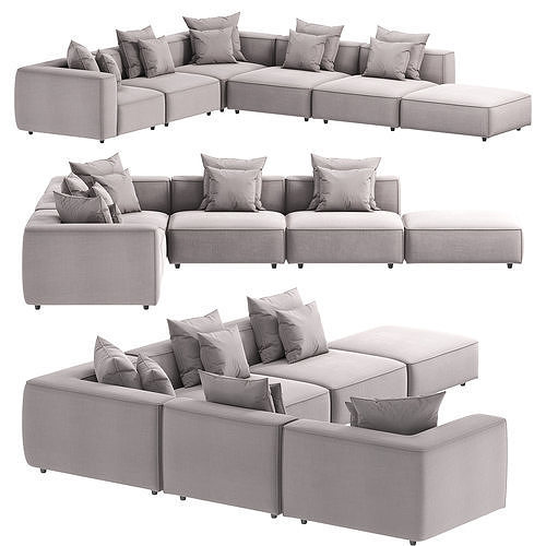 Coburn Six Piece Sectional in Capricorn Grey By Arhaus 3D model
