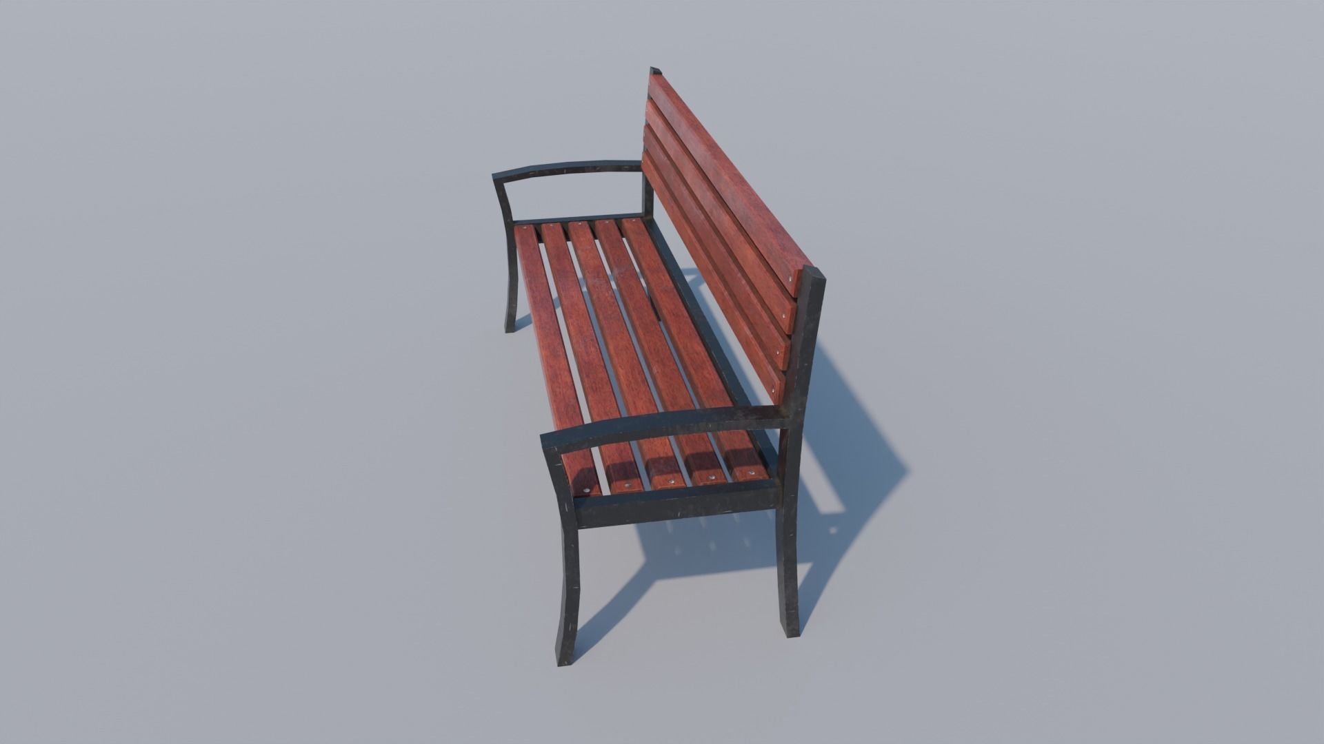 Wodden bench Low-poly 3D model_1