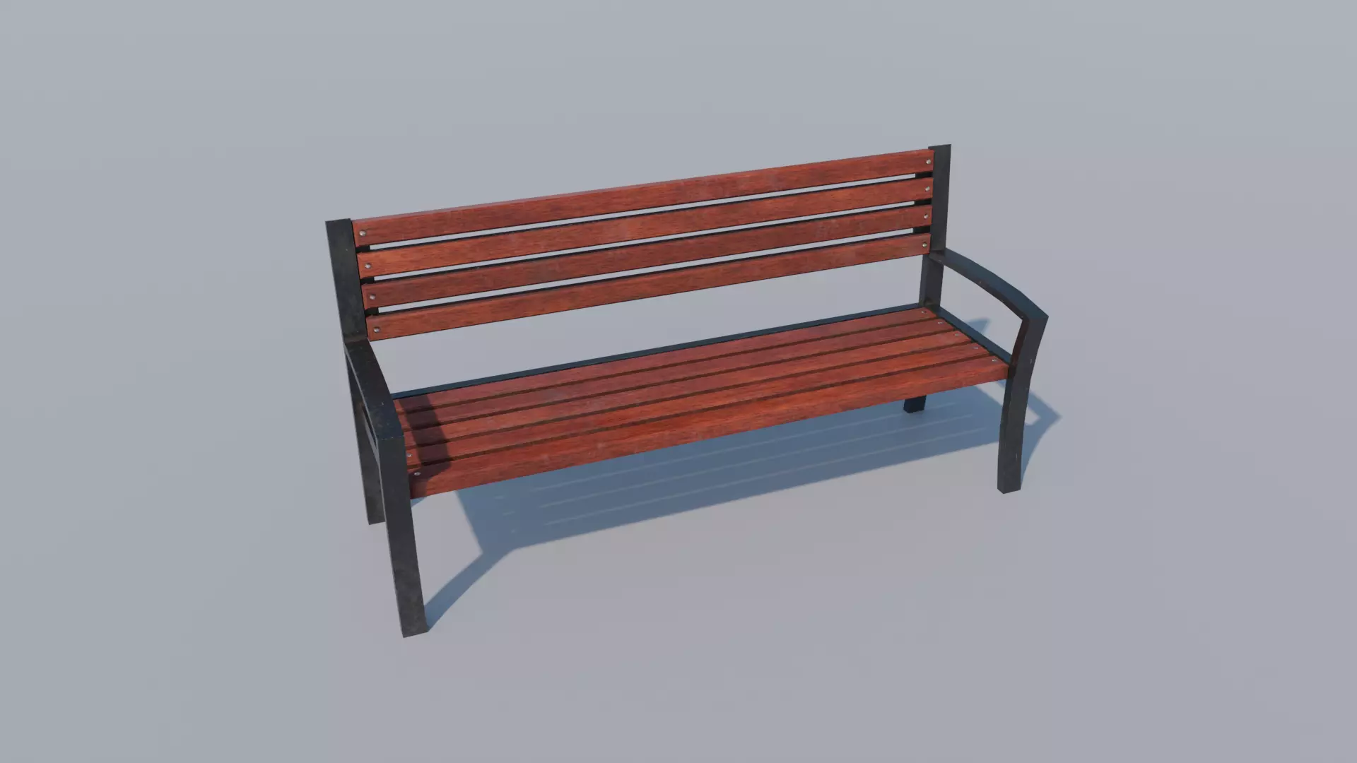 Wodden bench Low-poly 3D model_0