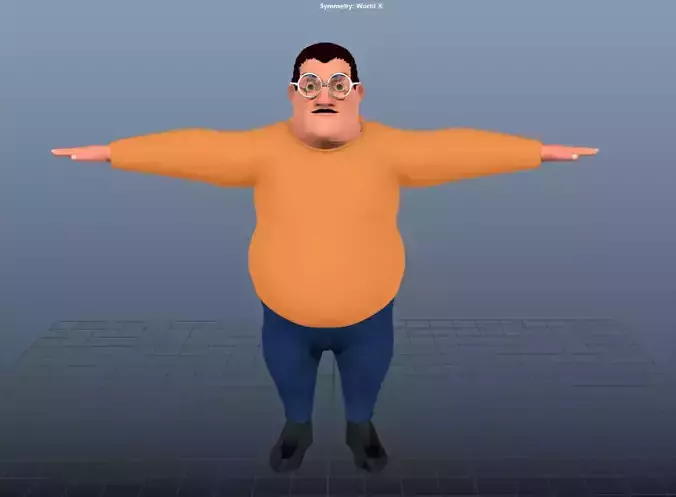3D TOONY CHARACTER LOPOLY RIGGED FAT MAN MAYA model